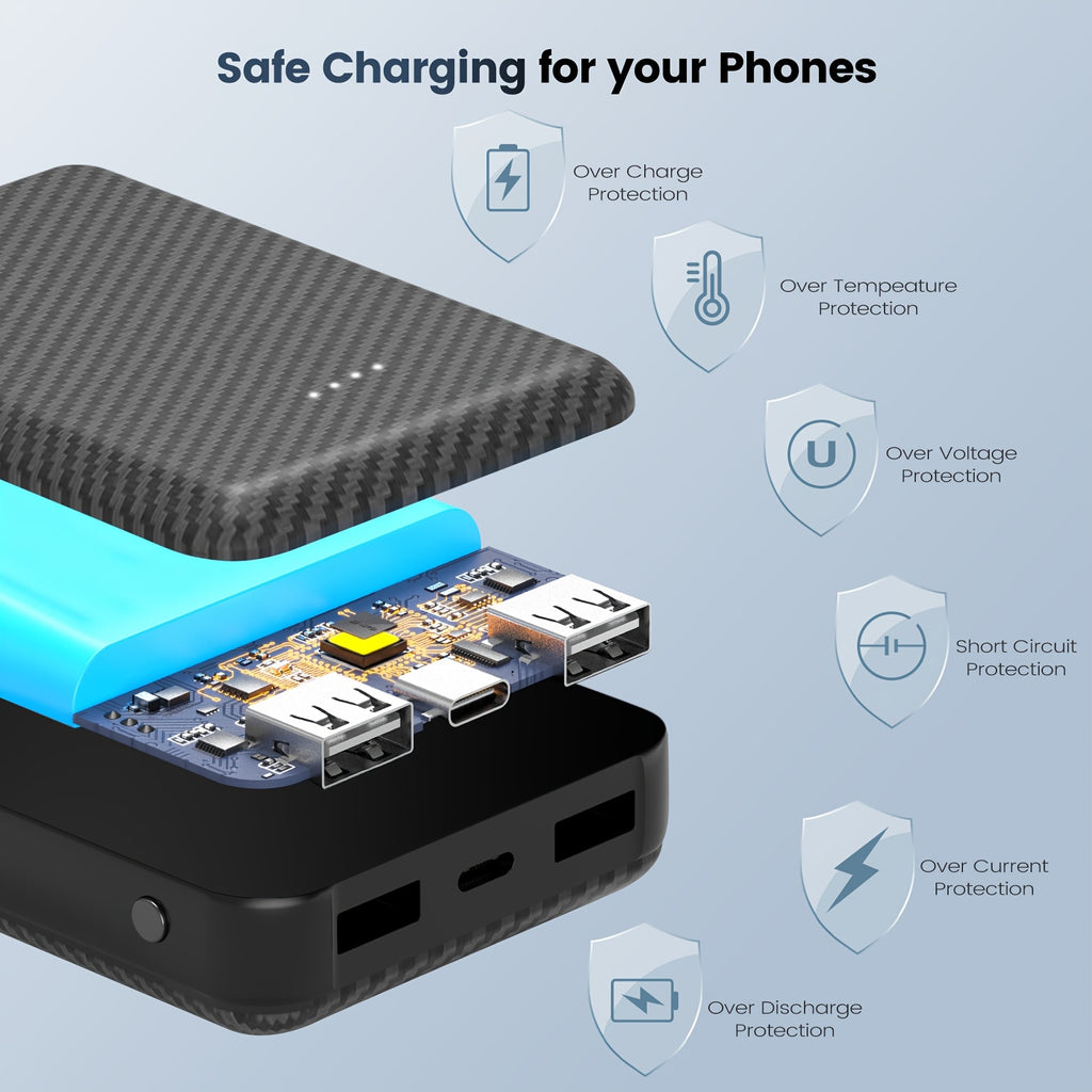 [Large Capacity Power Bank] GAROERFAR 12000mAh Large Capacity Power Bank | 5V/2.4A Emergency Battery Pack, Lightweight Portable Charger for Summer Outdoor Camping Trips - Applicable to Camping Lights, Bicycle Light, Air-conditioned Suit, Phones, Headphone