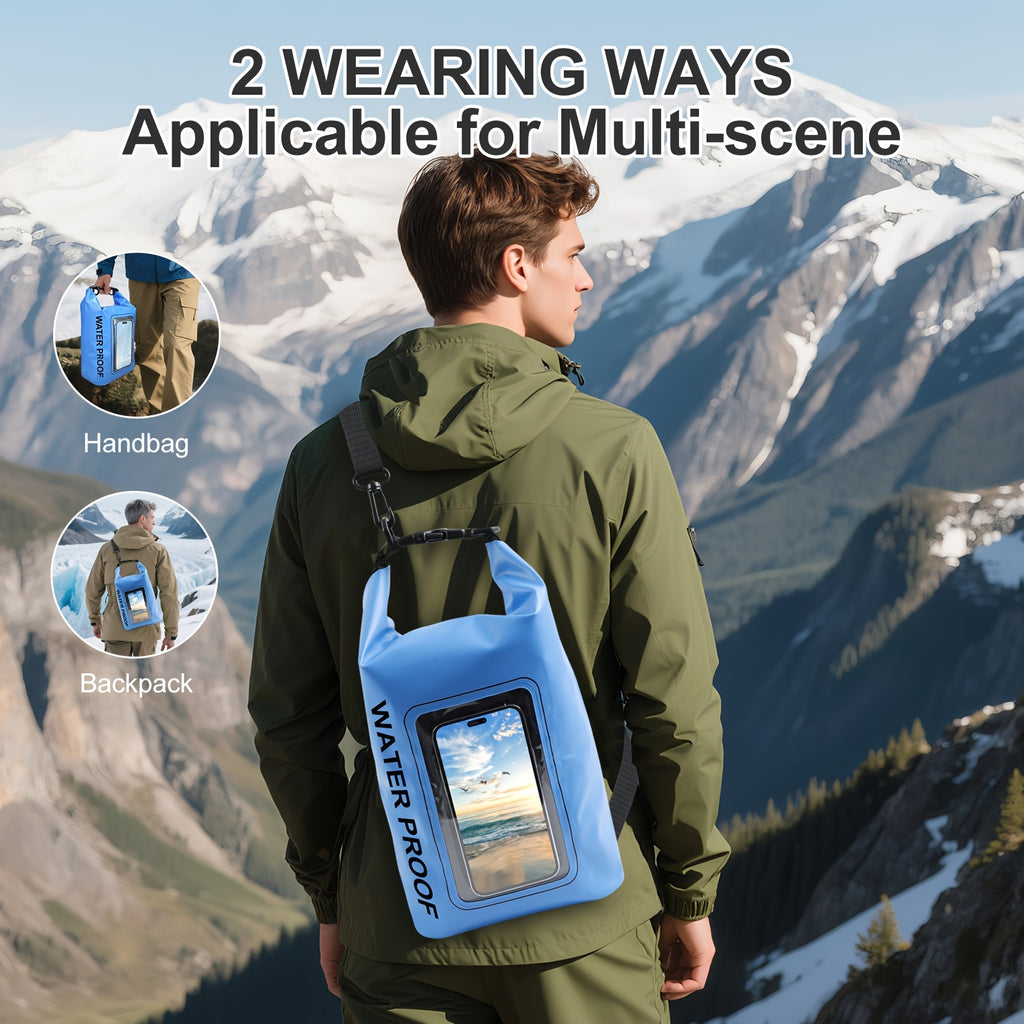 RYNAPAC Dry Bag Waterproof For Women Men, Touchscreen Mobile Phone Window, 1.32gal/2.64gal/5.28gal/7.93gal/10.57gal Roll Top Lightweight Dry Storage Bag Backpack With Phone Case For Travel, Swimming, Boating, Kayaking, Camping & Beach