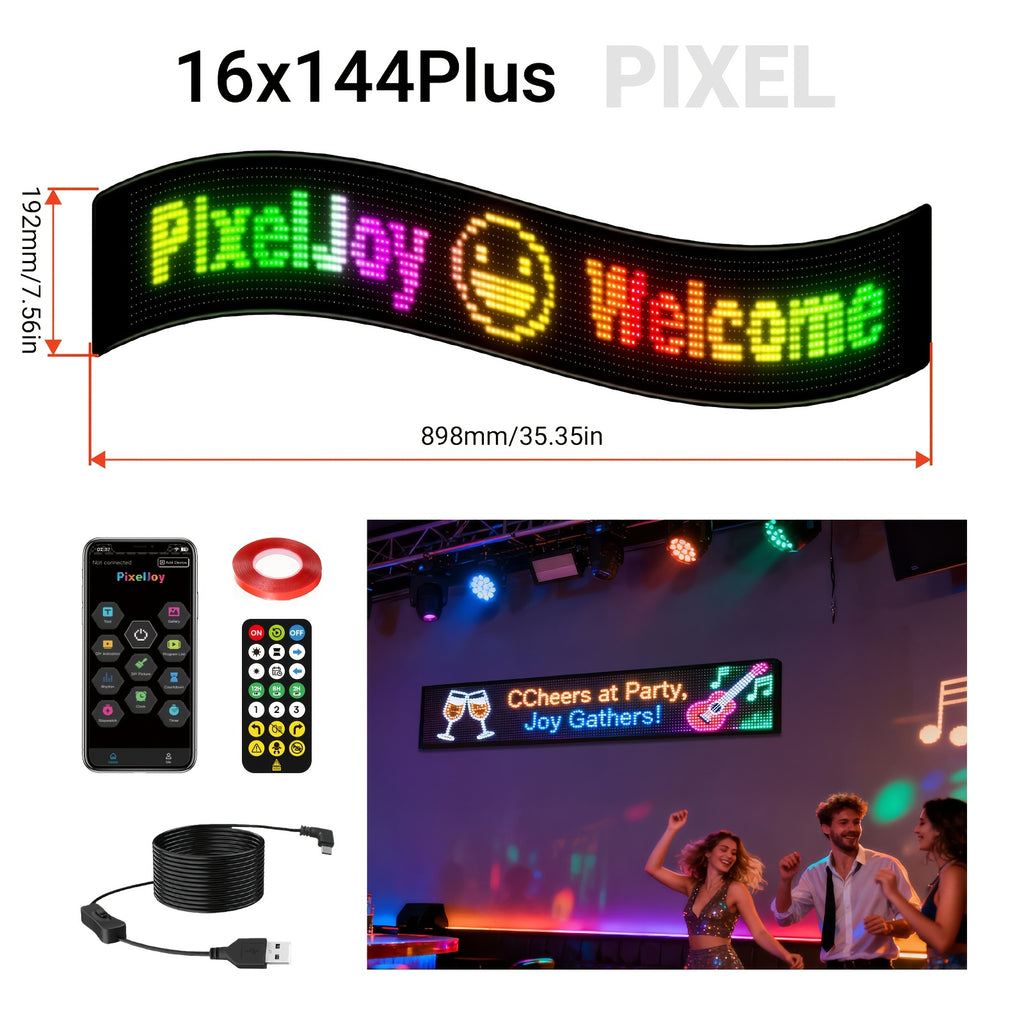 Programmable Flexible LED Display - Intelligent Flexible LED Light Strips, Supporting Application Programs And Remote Control, Capable Of Inputting Text And Patterns, Suitable For Store Signs, Concerts, Sports Support Banners