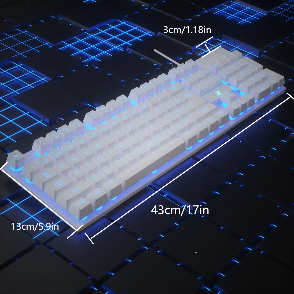 Wired Illuminated Keyboard And Mouse Set, Gaming Computer, Desktop Laptop, Floating Keycap, Mechanical Touch, USB Head