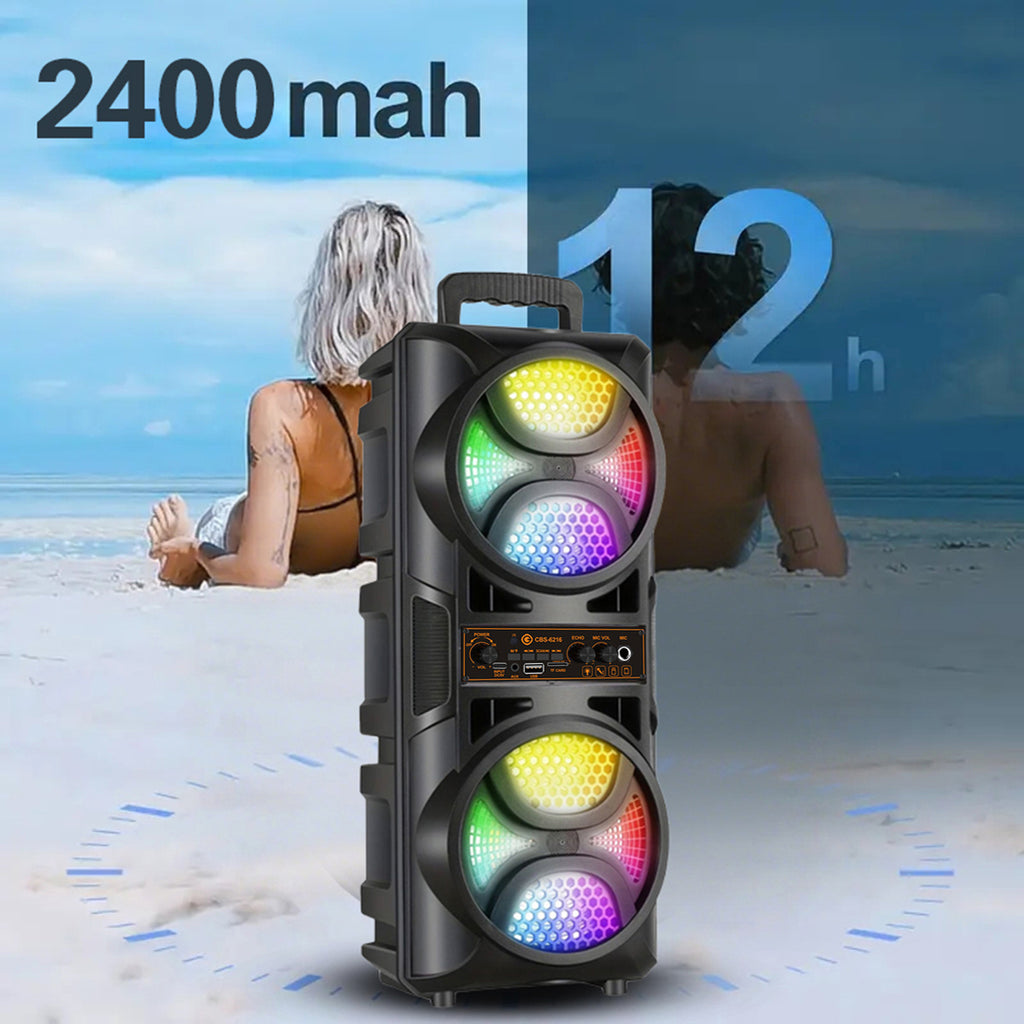 8000W Portable Speaker with Subwoofer, Karaoke Speaker, High-Power Wireless Audio System, Includes Microphone and Data Cable, Clear Sound Quality, Supports TF Card/USB/AUX/TWS, Ideal for Camping Karaoke, Indoor Dancing, Family Gatherings