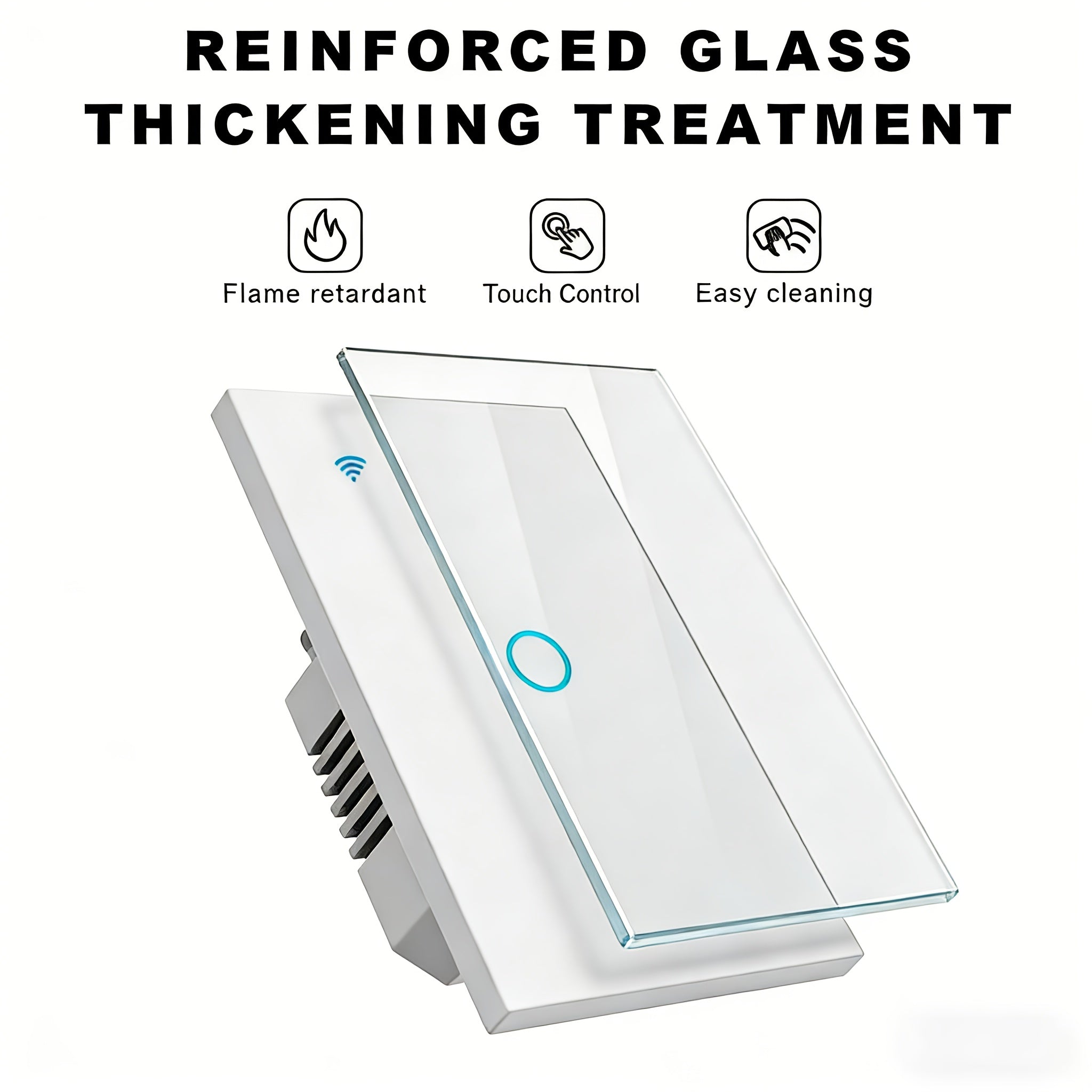 Premium Scratch-Resistant Glass Smart Wall Switch, WiFi + Bluetooth Touch Screen Light Switch (1-4 Gang), Voice Control, 600W/Gang (Neutral Required)