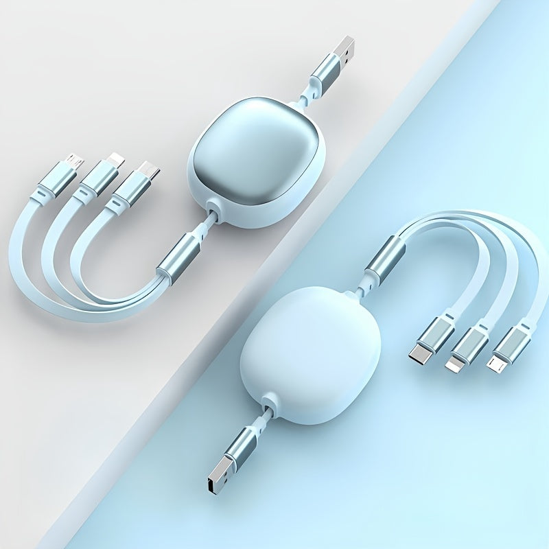 3-in-1 Retractable USB Charging Cable 100W Fast Charging, Compatible with USB to C/Micro USB for iPhone 13/14/12/11/X Huawei Data Sync At 480Mbps USB Power Supply Up to