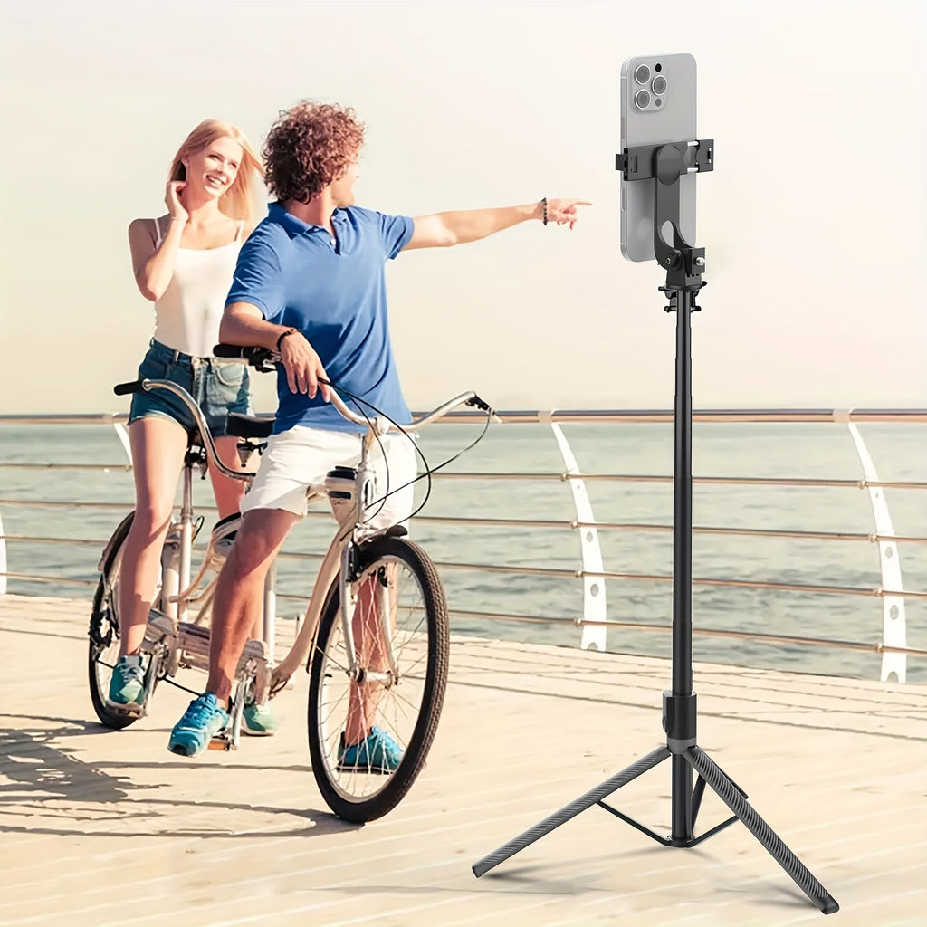 72" Retractable Tripod Selfie Stick For IPhone, Cell Phone Tripod Aluminum Stand With Wireless Remote Control And Detachable Phone Holder, Portable Cell Phone Tripod For IPhone Android Phone And Camera