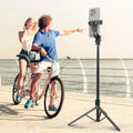 72" Retractable Tripod Selfie Stick For IPhone, Cell Phone Tripod Aluminum Stand With Wireless Remote Control And Detachable Phone Holder, Portable Cell Phone Tripod For IPhone Android Phone And Camera
