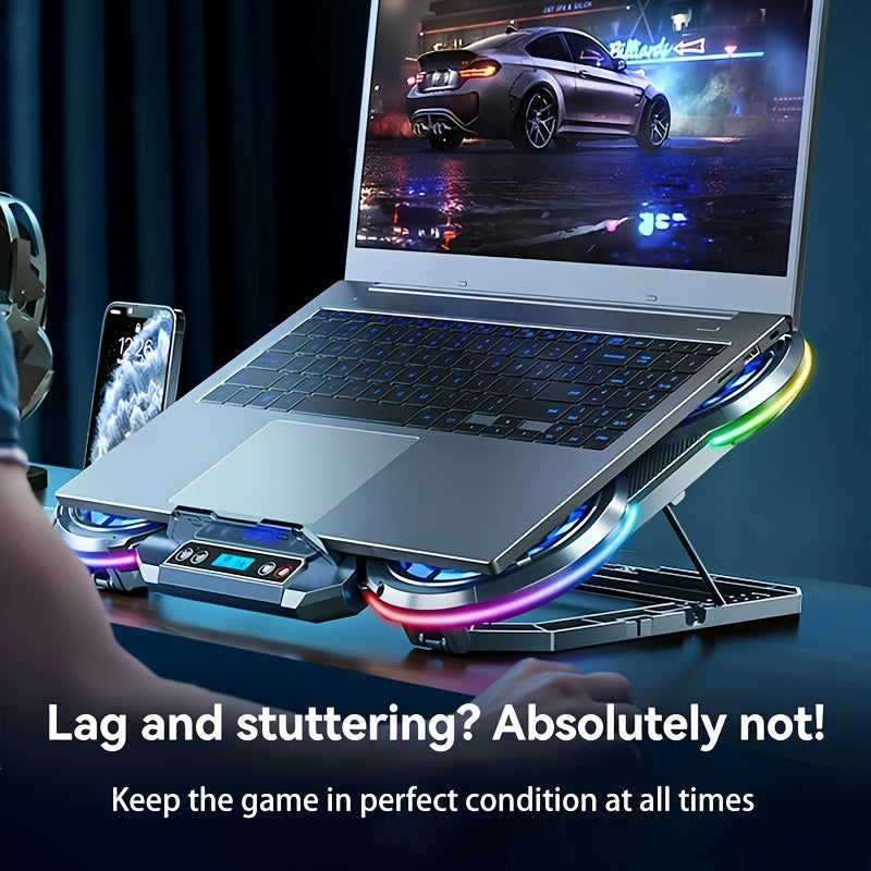 [Portable Laptop Cooler] Summer Must-Have Laptop Cooling Stand, ICE COOREL E-Sports 6-Core Silent Exhaust Fan Notebook Heat Sink, Portable Laptop Cooler, Essential for School Start Season And Daily Cooling