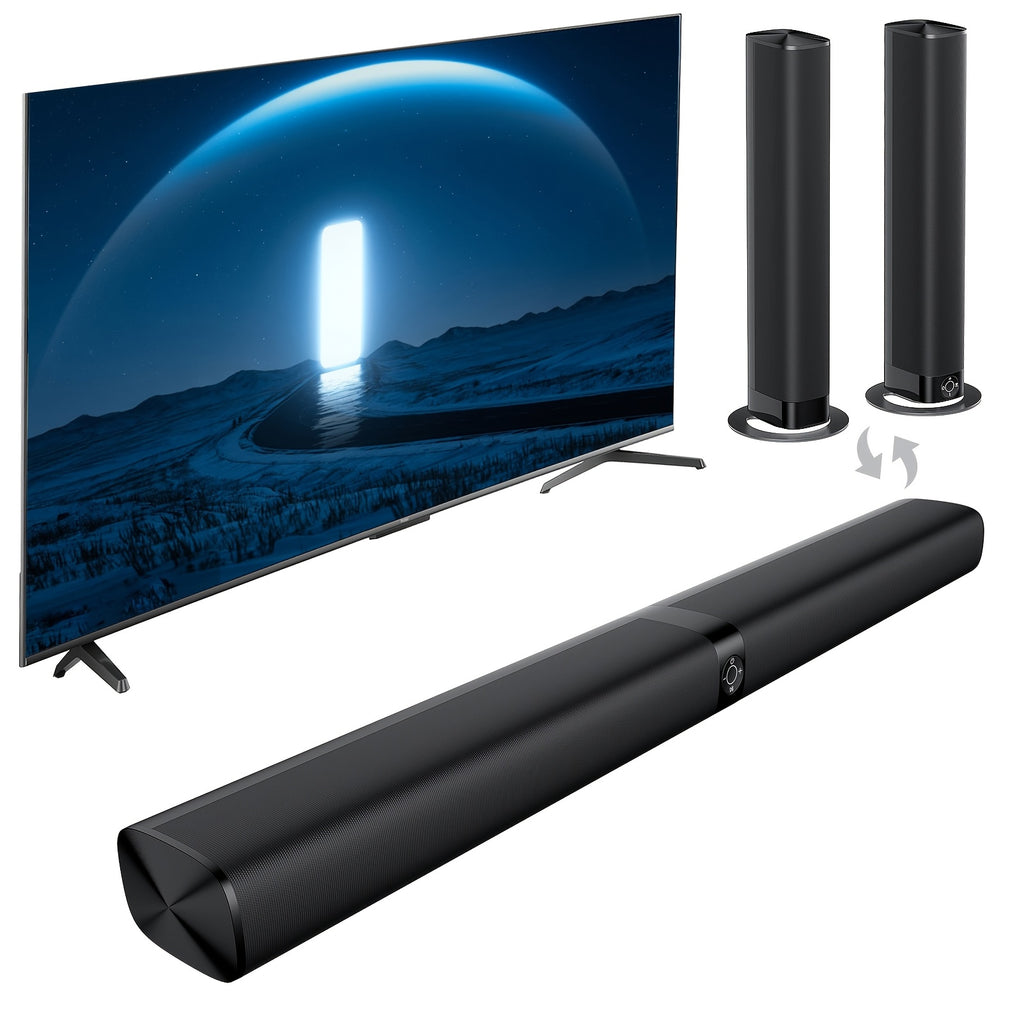 [Sound Bars For TV] Mighty Rock Sound Bars For TV, Smart TV SoundBar Wireless Speaker, Wired & Wireless Sound Bar, Separable Soundbars With ARC/Optical/AUX Connection, 32 Inch, With Infrared Remote Control