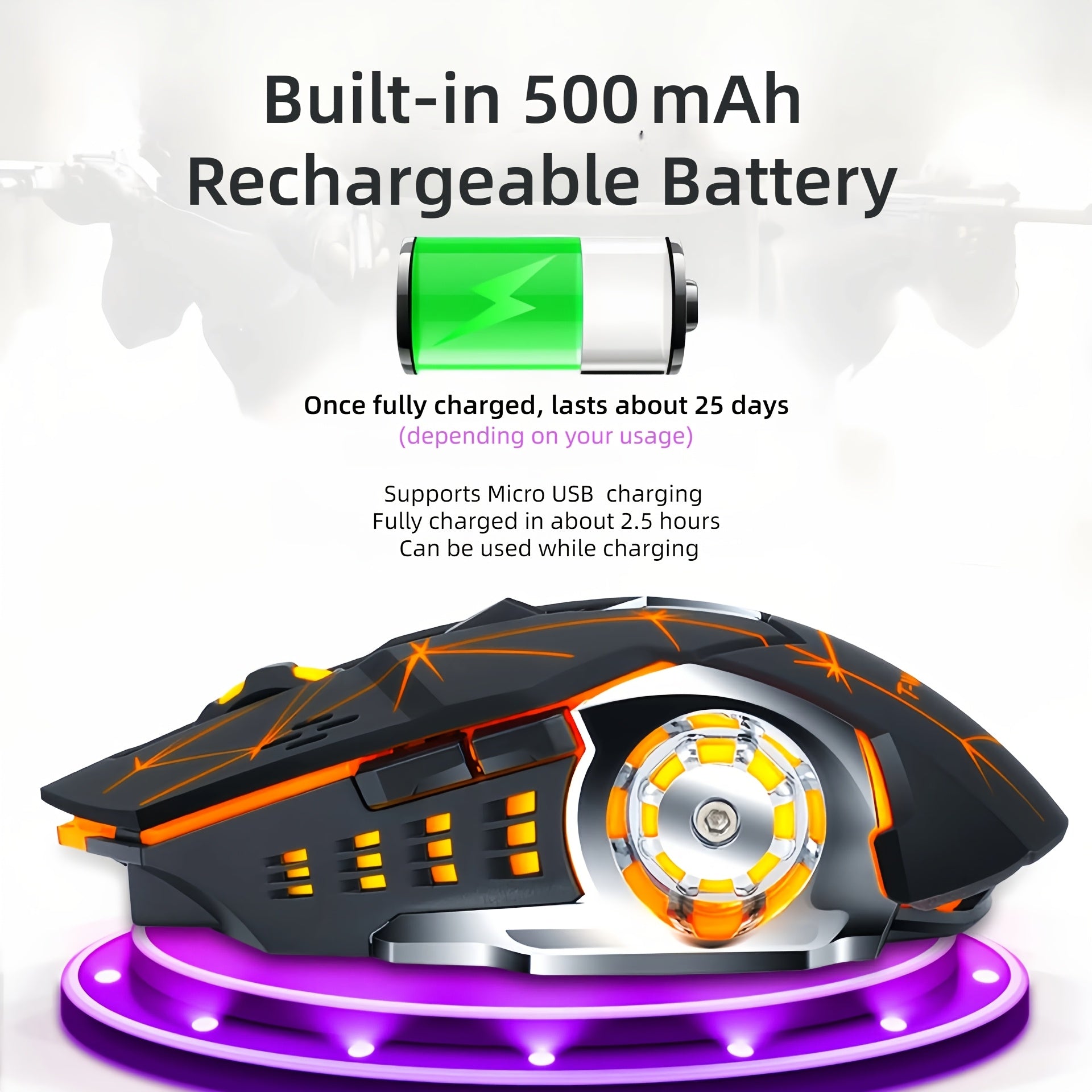RGB Wireless Gaming Mouse, T-WOLF 2.4GHz + Wireless Rechargeable Mouse, Ergonomic Full Size Large Mouse For Long Hours Of Work Gaming And Study, Laptop PC Tablet Computer And Gaming Accessories, Back To School Gift