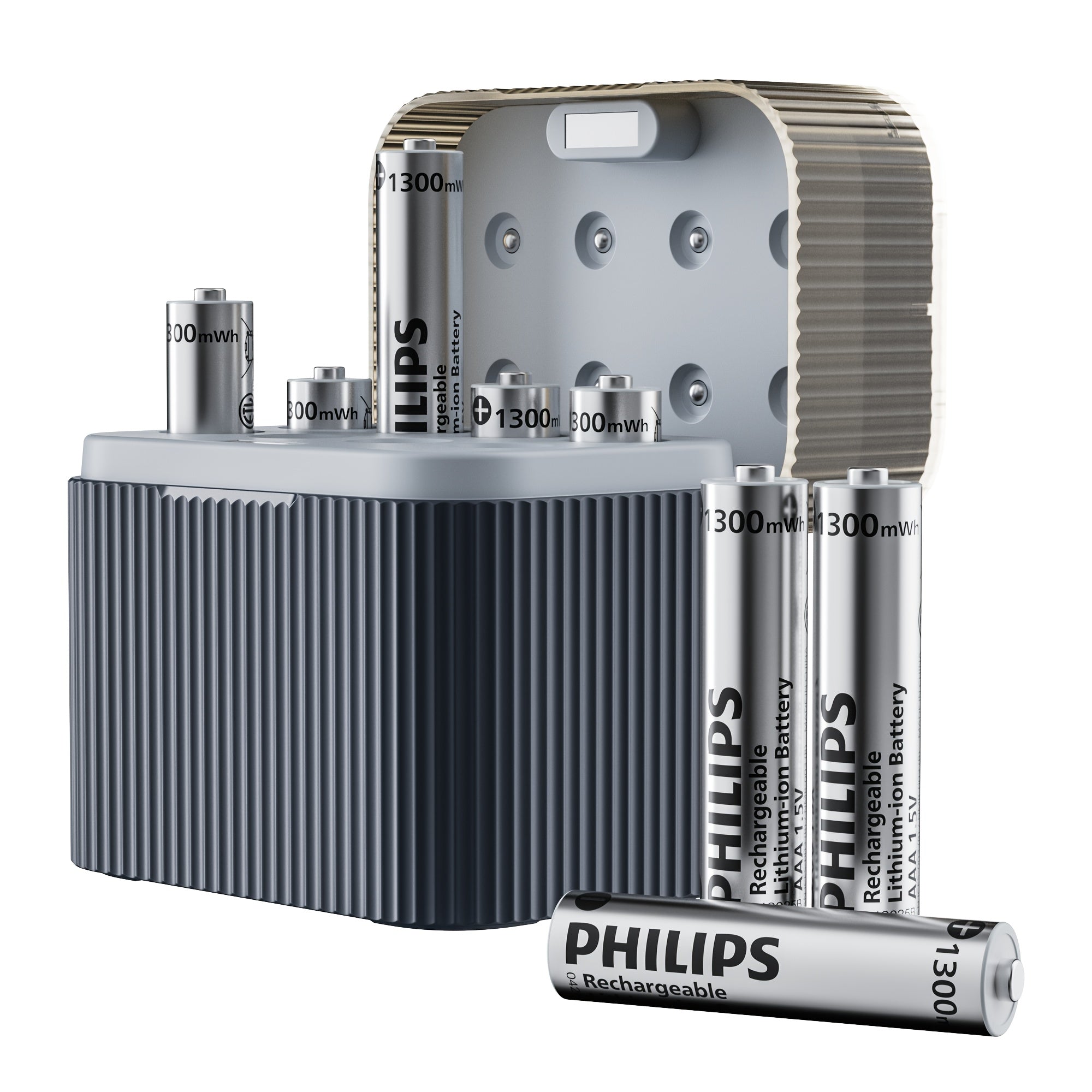For PHILIPS 8-Pack AAA Rechargeable Lithium Batteries with Charger, 1300mWh High Capacity 1.5V AAA Batteries, Long Lasting Rechargeable AAA Li-ion Battery with Integrated Charing Storage Box, Rechargeable Batteries Aa, Batterie Rechargeable, Rechargeable