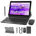 2 In 1 Tablet With Optional Keyboard Case Mouse Stylus, Quad-Core CPU 10 Inch Tablet Android 13 Tablets/Android 14 Tablets, 4(2+2)GB RAM+64GB ROM/ 6(2+4)GB RAM+64GB ROM, 1TB TF Expandable Tableta, 6000mAh Battery, 2MP+8MP Dual Camera, WiFi 1280*800
