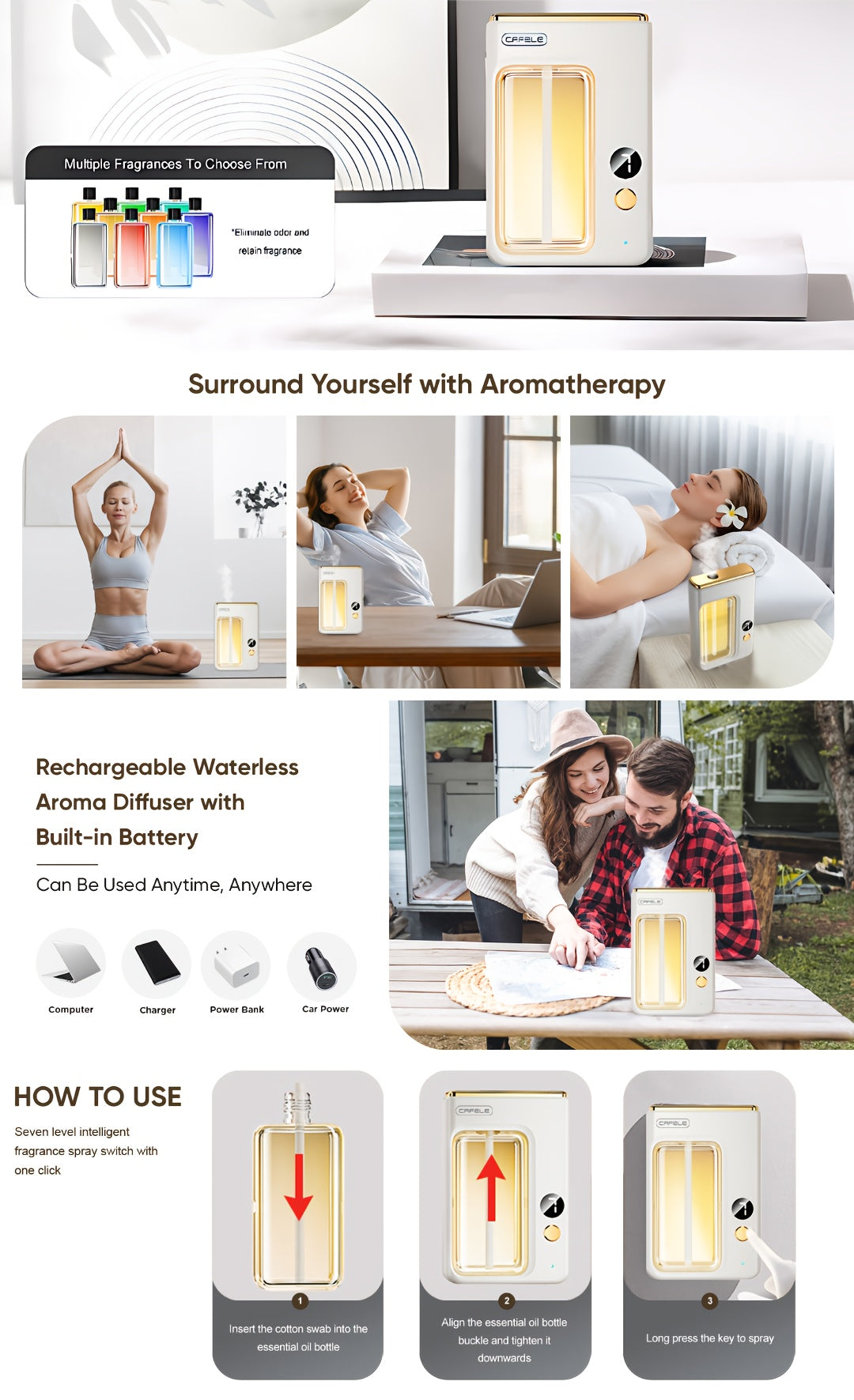 Soundwave Technology Essential Oil Diffuser & Humidifier with, Auto Shut-Off, Quiet Operation, Compact Design for Home, Bedroom, Bathroom, Office - Compatible with Essential Oils for Aromatherapy, Decorative Room Humidifier, Material