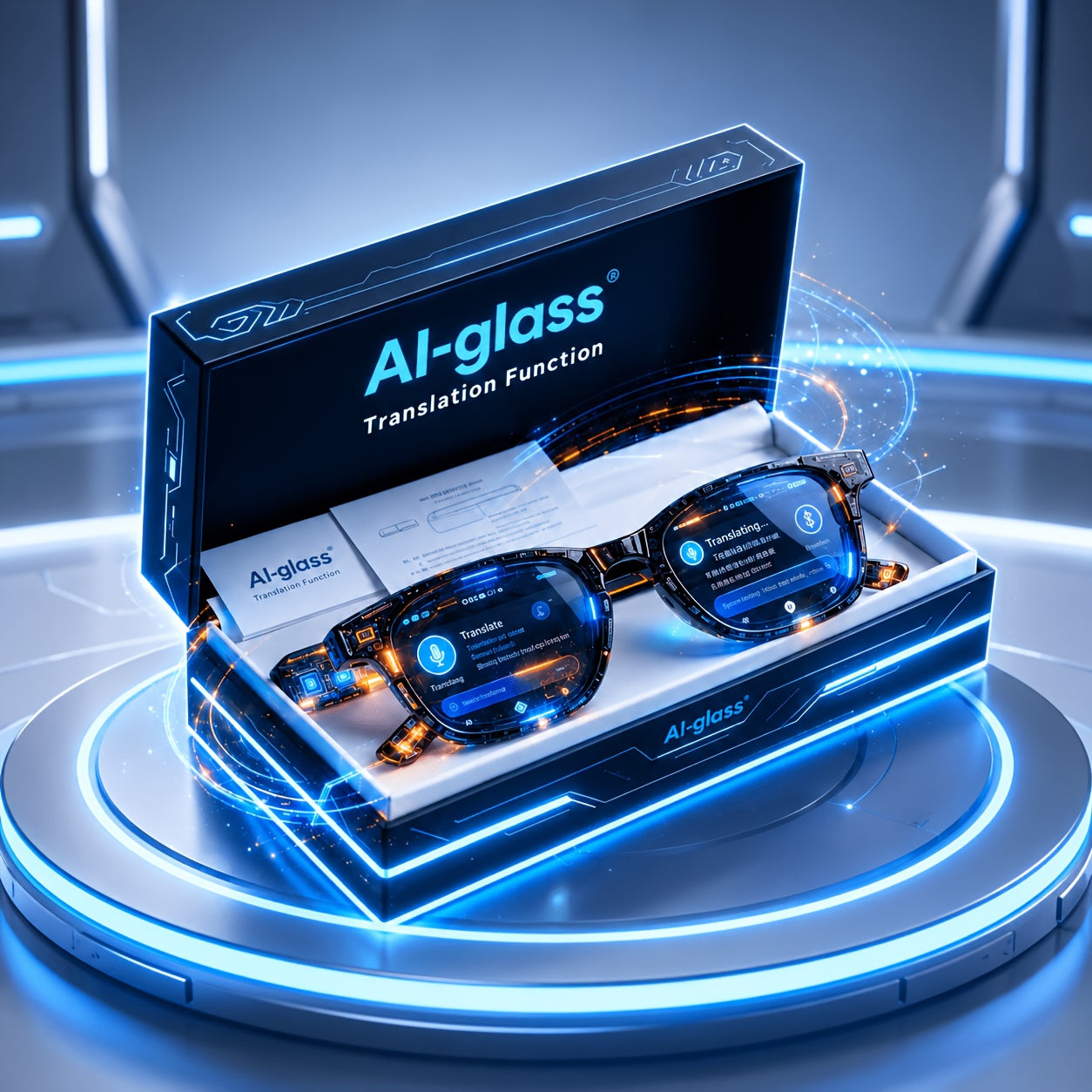 2026 Smart Audio Glasses Gift Set with Case, AI Translation Glasses, Bluetooth Glasses, Open Ear Audio Glasses with Built In Mic, Hands Free Calling Wireless Music Smart Fashion Glasses for Travel Driving Outdoor Business Tech Gift