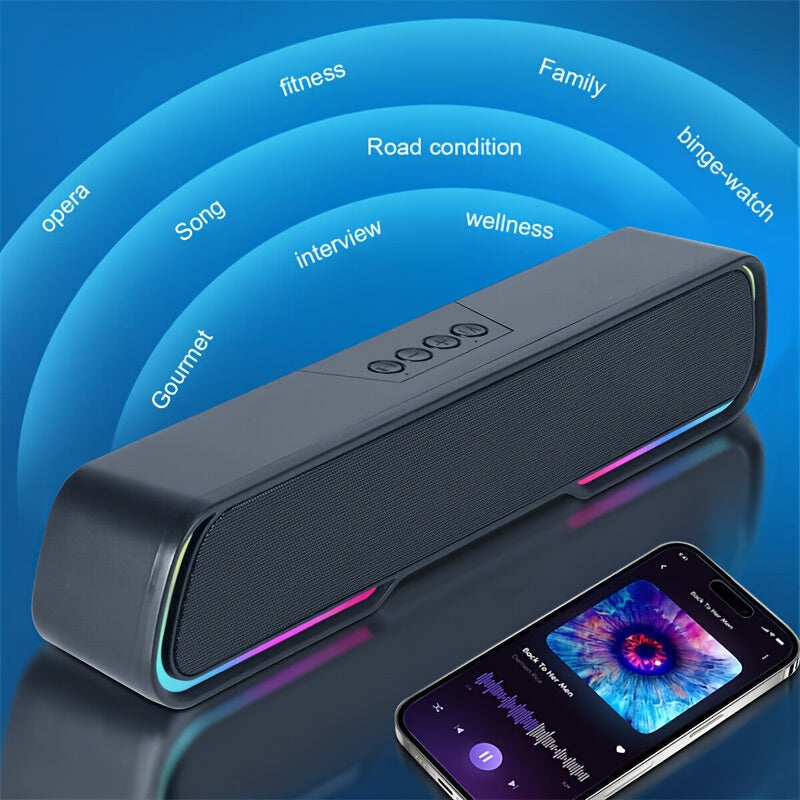 Soundbar Speaker with Subwoofer for Music Playback, HiFi Stereo Speaker, Home TV Surround Sound, Surround System for Home Theater, TF/AUX/U Disk/TWS, Perfect for Gaming And Home Theater Setup, PC, Laptop, Smartphone, Tablet, Gaming Console, High