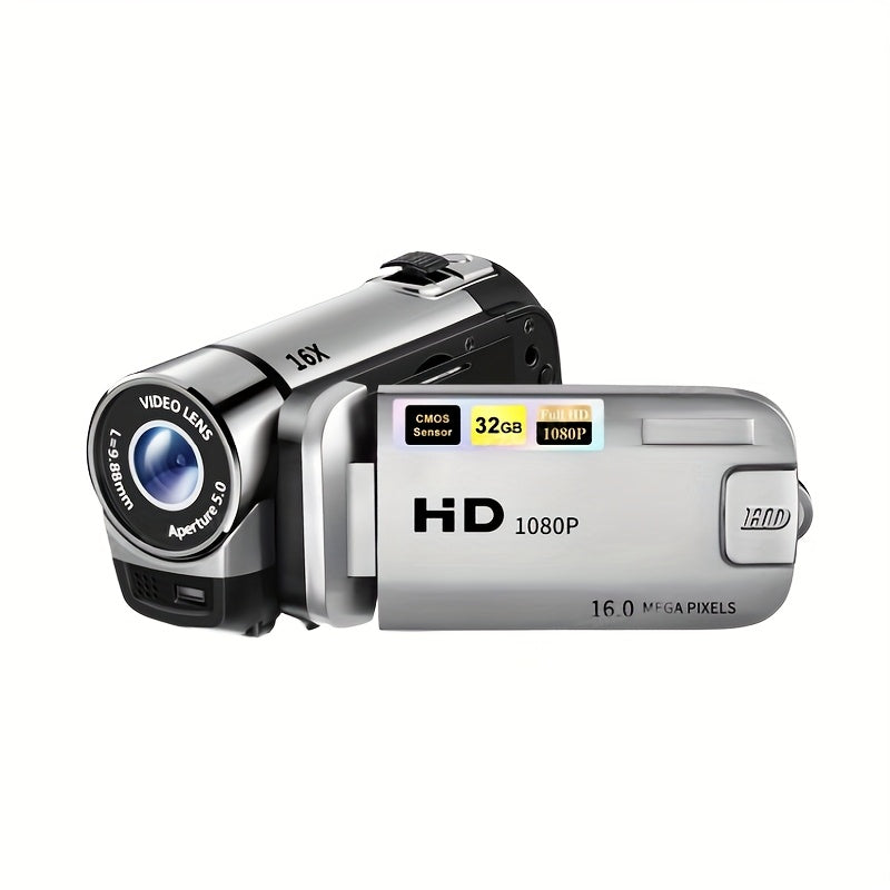 1080P Portable Digital Camcorder, Rotate Screen Digital Camera with Rechargeable Battery And 32G Memory Card Support Selfie, Suitable for Travel Photograph And Friend Gathering And Growth Recording