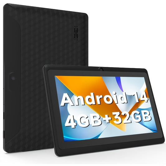 YQSAVIOR Android Tablet 7 Inch, Android 14.0 Tableta 32GB Storage 512GB SD Expansion Tablets PC, Quad-core Processor 1024x600 IPS HD Touchscreen Dual Camera Tablets, Support 2.4G WiFi