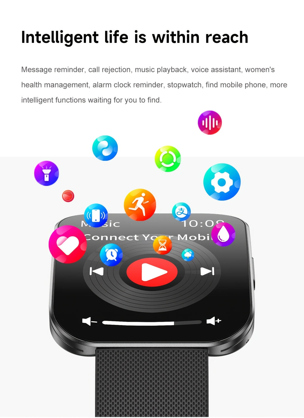 Smart Watches for Women, 1.85" Full Touch Curved Screen Smart Bracelet with Answer/Make Call, Message Reminder, Multiple Sports Modes, Camera Control/Music, Compatible with Android And Iphone, Fitness Watch for Men/Women - Friend Gift, Birthday Gift