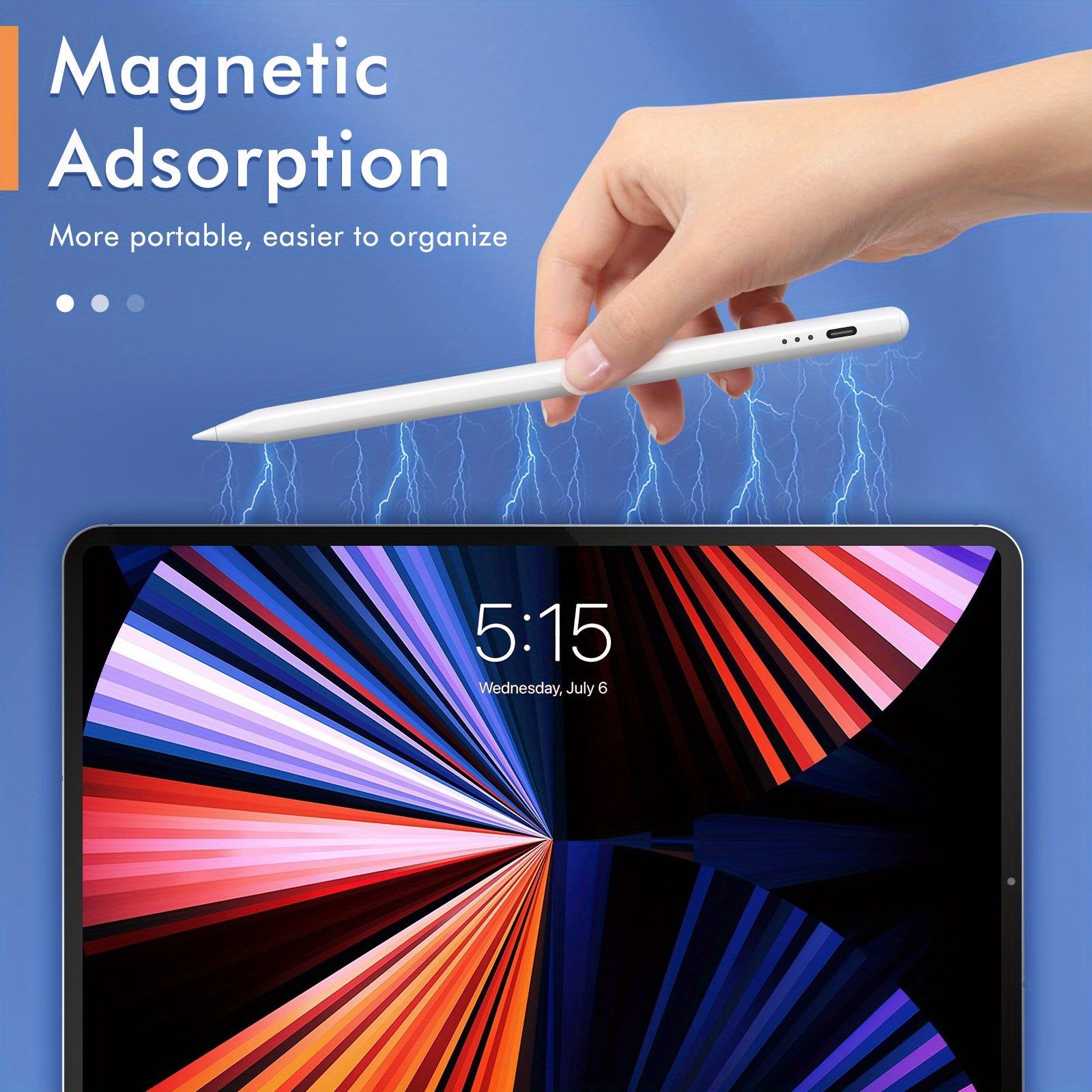Magnetic Wireless Charging Pencil 2nd Generation for iPad 2018-2023 Model Compatible with Pro11in 1/2/3/4, Pro 12.9in 3/4/5/6, Air 3/4/5, Mini 5/6, iPad 6/7/8/9/10 Student Gift Idea