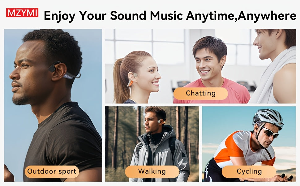 Bone Conduction Headphones 15H Playtime, Bone Conduction Earbuds, Open Ear Headphones Wireless Earbuds Sport Headphones with Mic Headset for Running, Cycling