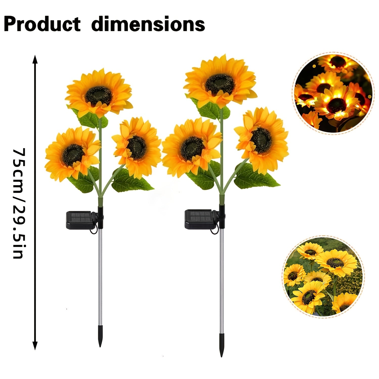 2pcs Outdoor Solar Garden Decorative Lawn Lights with 6 Sunflower-Shaped Lamps, Solar Flower Lights. Ideal Mother'S Day & Birthday Gift for Mom And Girlfriend. Perfect Decorative Stake Lights for Landscape, Courtyard, Patio And Lawn