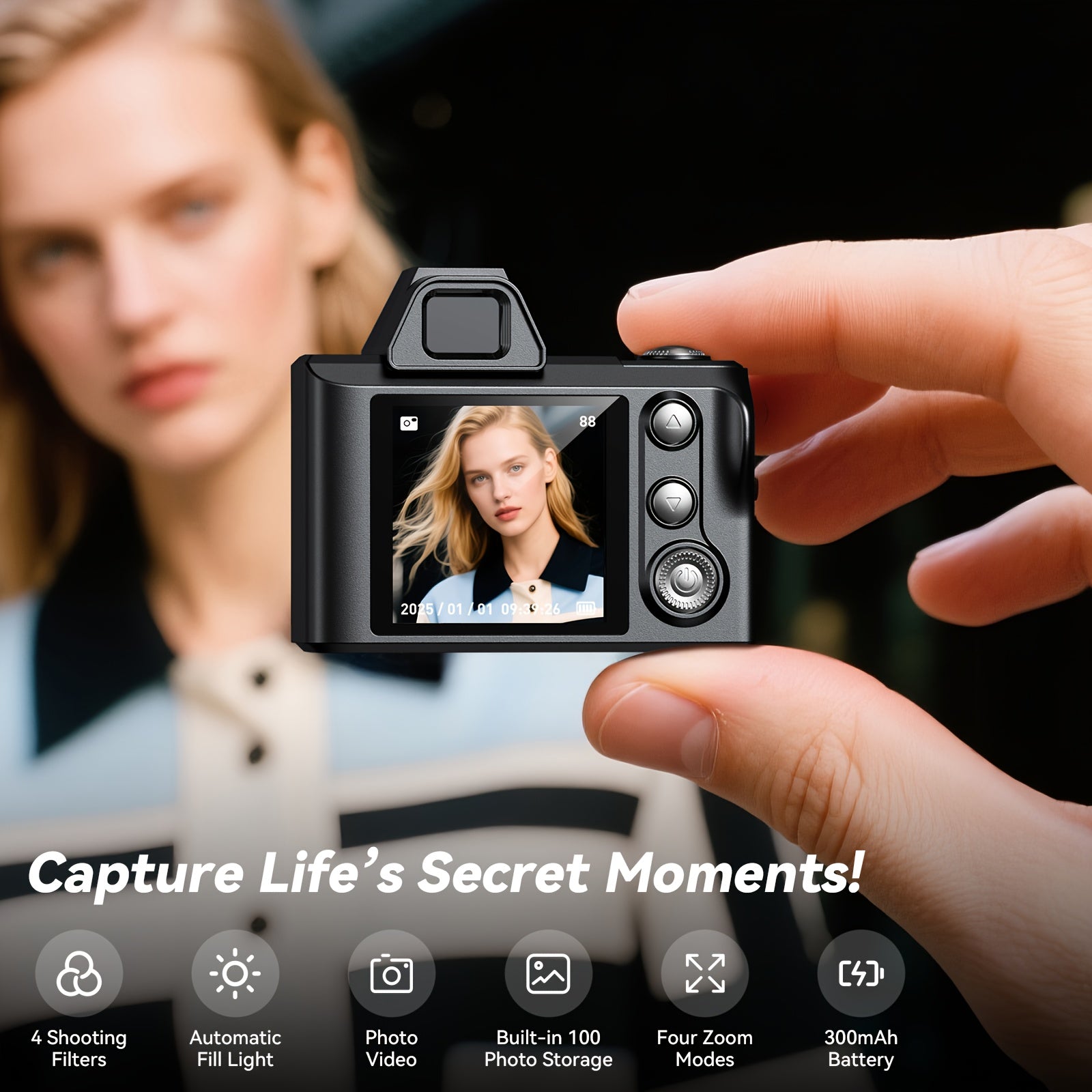 Mini Digital Keychain Camera, Small Keychain Camera Camcorder Micro Compact Portable Recorder Tiny Pixe, 1080P 2MP Mini Thumb Sized Camera Keychain, With 64GB Memory Card, Gift For Girlfriend, Boyfriend