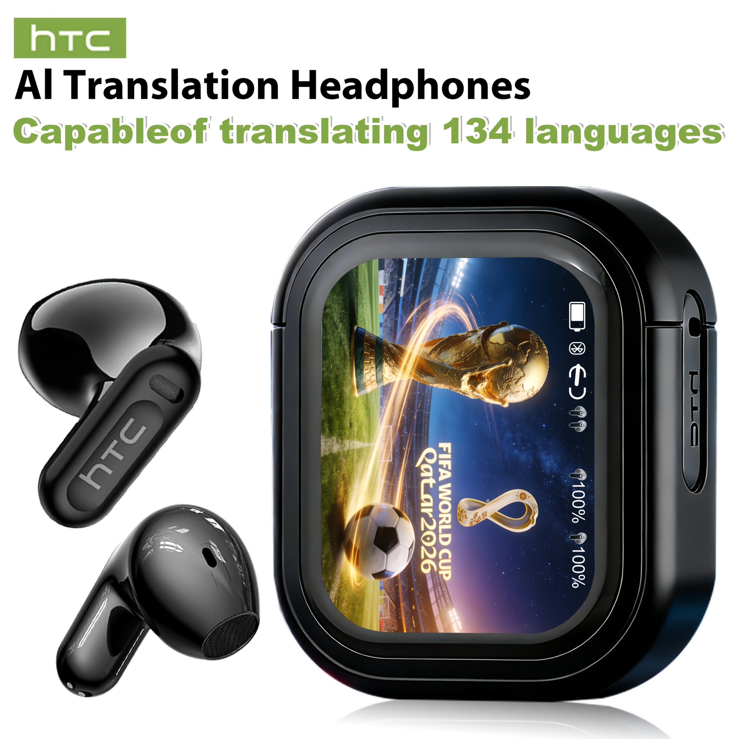 HTC NE20 AI Translation Earbuds, 136 Languages Bidirectional Real-Time Translation, True Wireless Bluetooth Earbuds, 2026 New Model, Essential for Business and Travel, Supports LDAC High-Definition Sound Quality, 30mAh Battery Capacity, 4-Hour Talk