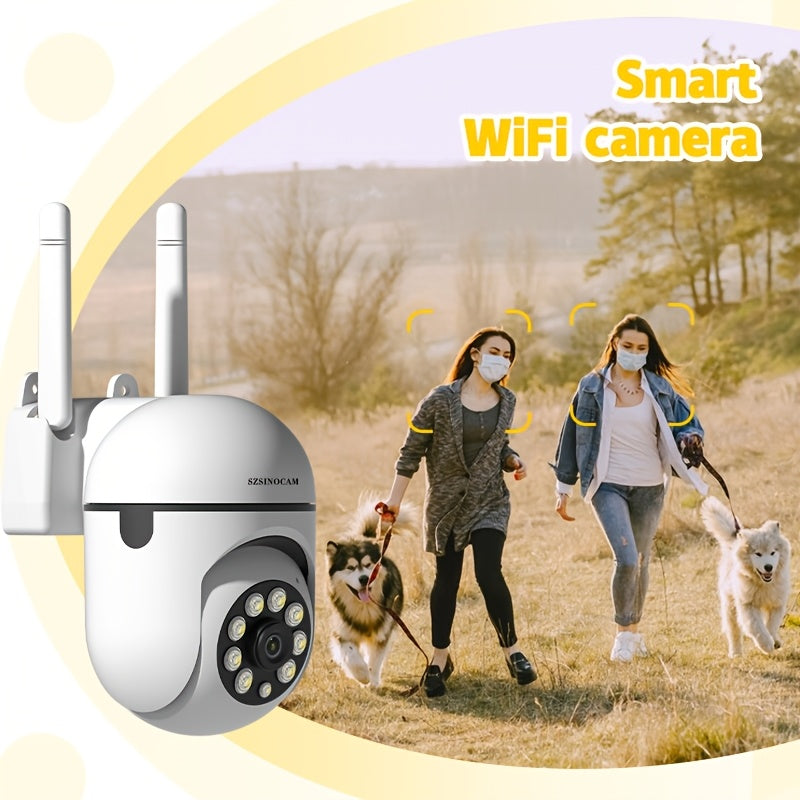 SZSINOCAM 1080P/2.4G Wireless Wifi Camera/Color Night Vision/Two-Way Audio/360-Degree Pan/Tilt/Zoom, AI Motion Tracking And Detection/Home Security Monitoring/Spotlight, And Alarm/Cloud Storage And TF Card Storage.., Property Protection