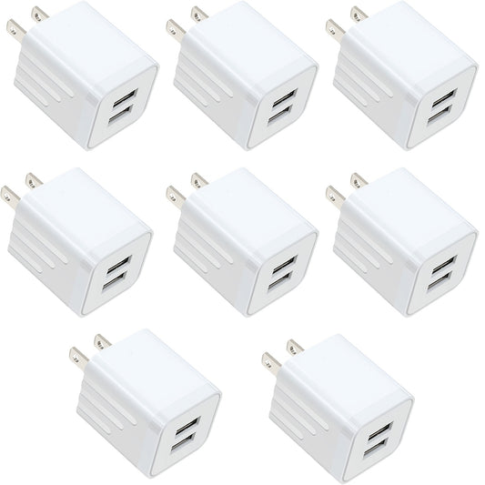 USB Wall Charger, JOZASHON 2.1A/5V Dual Port USB Cube Power Adapter Charger Plug Block Charging Box Brick for iPhone 16 15 14 13 12 11 Pro Max SE XS XR X 8 7 6 6S Plus, Galaxy, Android Phones