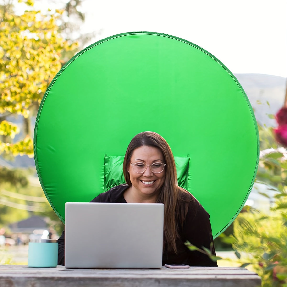 Collapsible Green Screen Backdrop with Chair Mount - Professional Chroma Key Studio Background for Vlogging, Streaming, and Video Chats - Portable, Durable Polyester Fabric, Easy Setup & Storage - Perfect for Home Studios, Beginners, and Content Creators,
