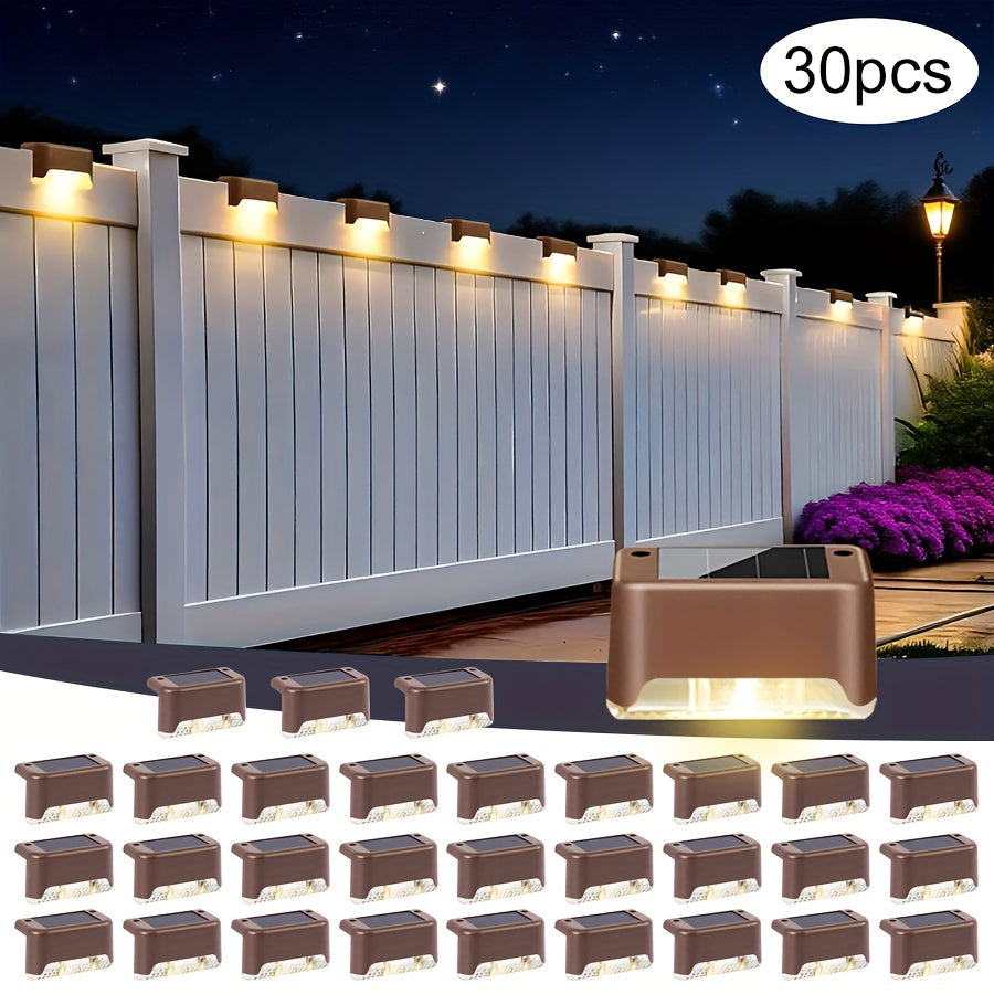 Solar Outdoor Lights - 30/20pcs Solar Deck Lights, Solar Power Step Lights, IP44 LED Lights Warm White, for Home Garden Decoration, Solar Decorative Stair Lights for Outdoor Landscape Lighting, Fences, Patio, Courtyards, Terraces, Paths.