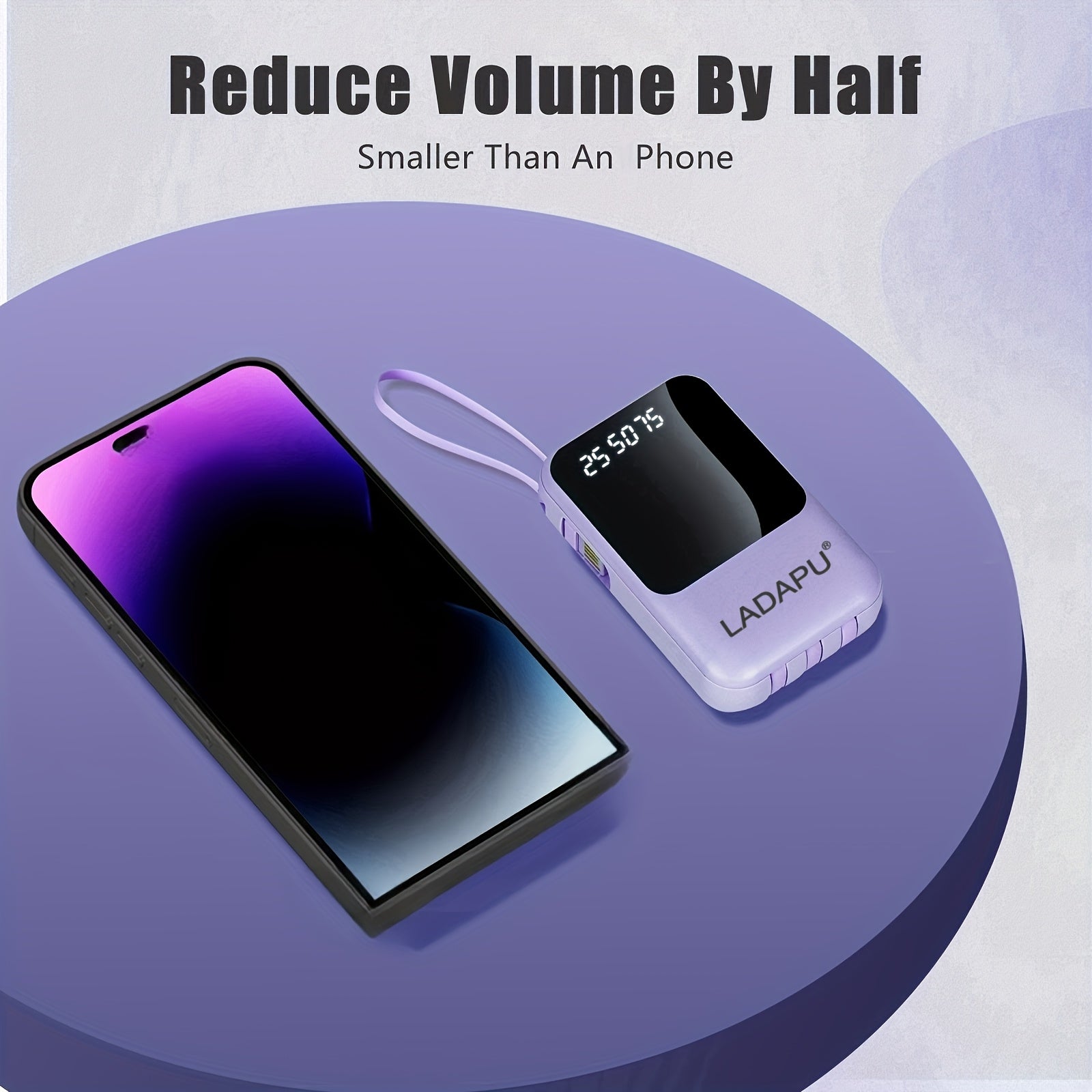 [Outdoor Travel Battery] 10000mAh Mini Cute 5W/15W/22.5W Super Fast Charging Multifunctional Power Bank, Large Capacity Rechargeable Portable Mobile Phone Charger, Built-in 4 Cables, Ultra-Bright LED Lights, Outdoor Travel Battery Packs, Digital Display,