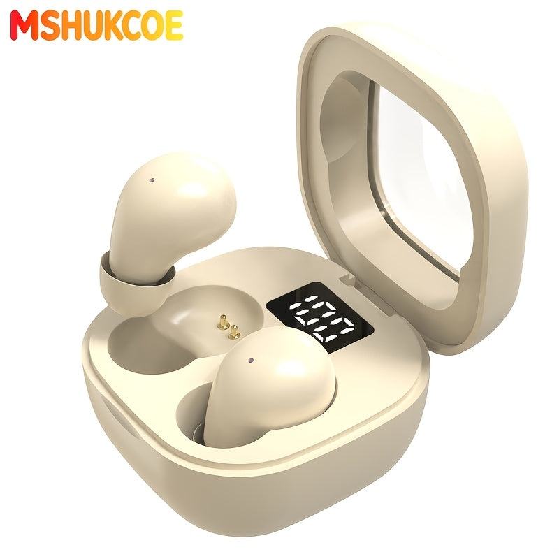 MSHUKCOE Invisible Sleeping Headphones - Ultra Thin Sports in Ear Wireless Wireless Earphones, 6D Bass Sound Effect HIFI Music Earbuds, Low Latency, Dual Noise Reduction And Sleep/Game Mode, Ultra Long Battery Life, Suitable for Birthday Gifts