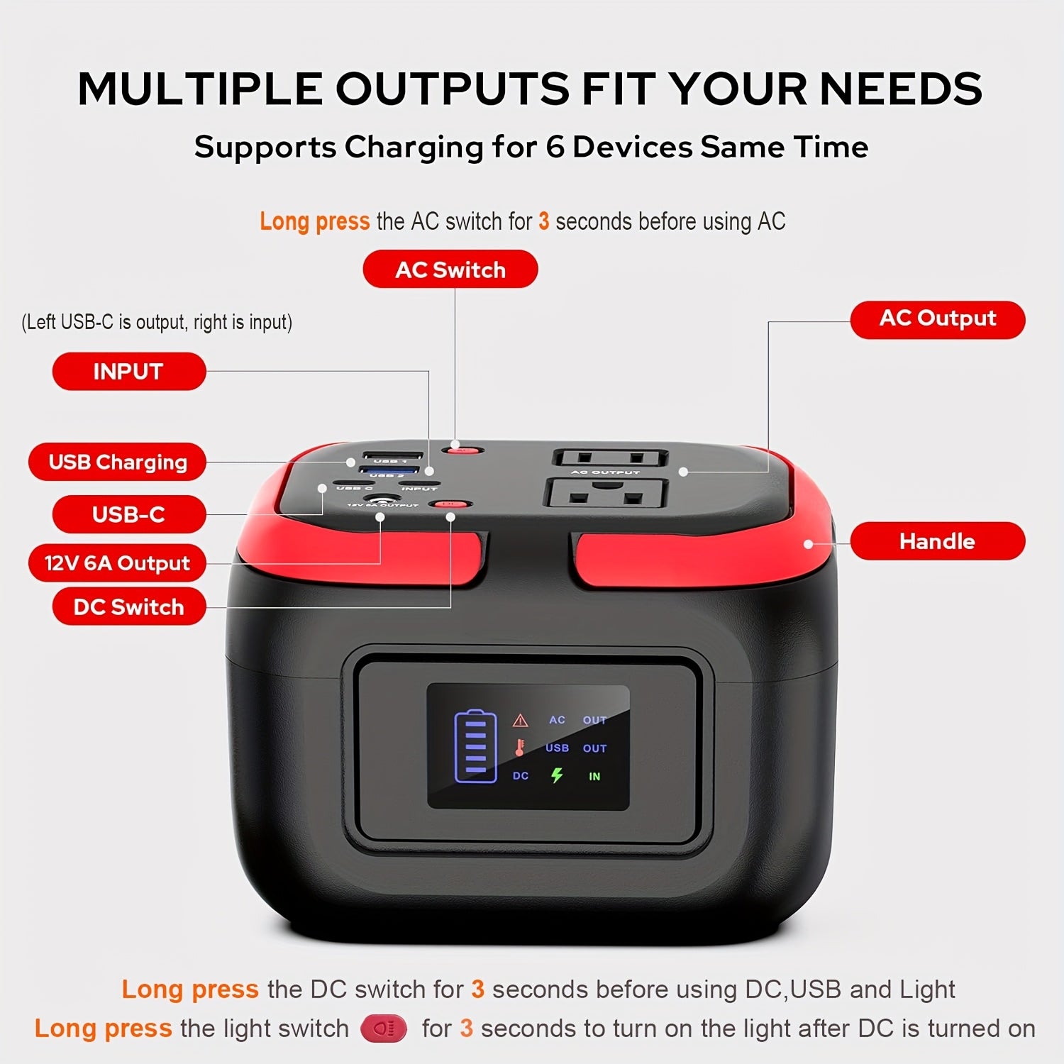120W Portable Power Station 97.68Wh Power Bank With AC Outlet Portable Charger With USB-A USB-C Outputs Battery Bank Supply For Outdoor Camping RV Home Use Emergency Backup (solar Panels Optional)