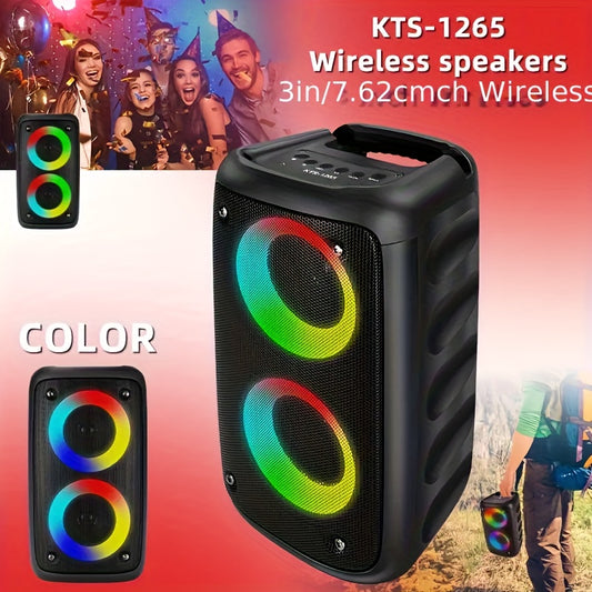 KTS-1265 Wireless Dual Speaker Sound System with RGB Colorful Ambient Lighting Portable Stereo Speaker The Ideal Choice for Music Lovers Perfect for Home Gatherings/Parties/Outdoor Camping