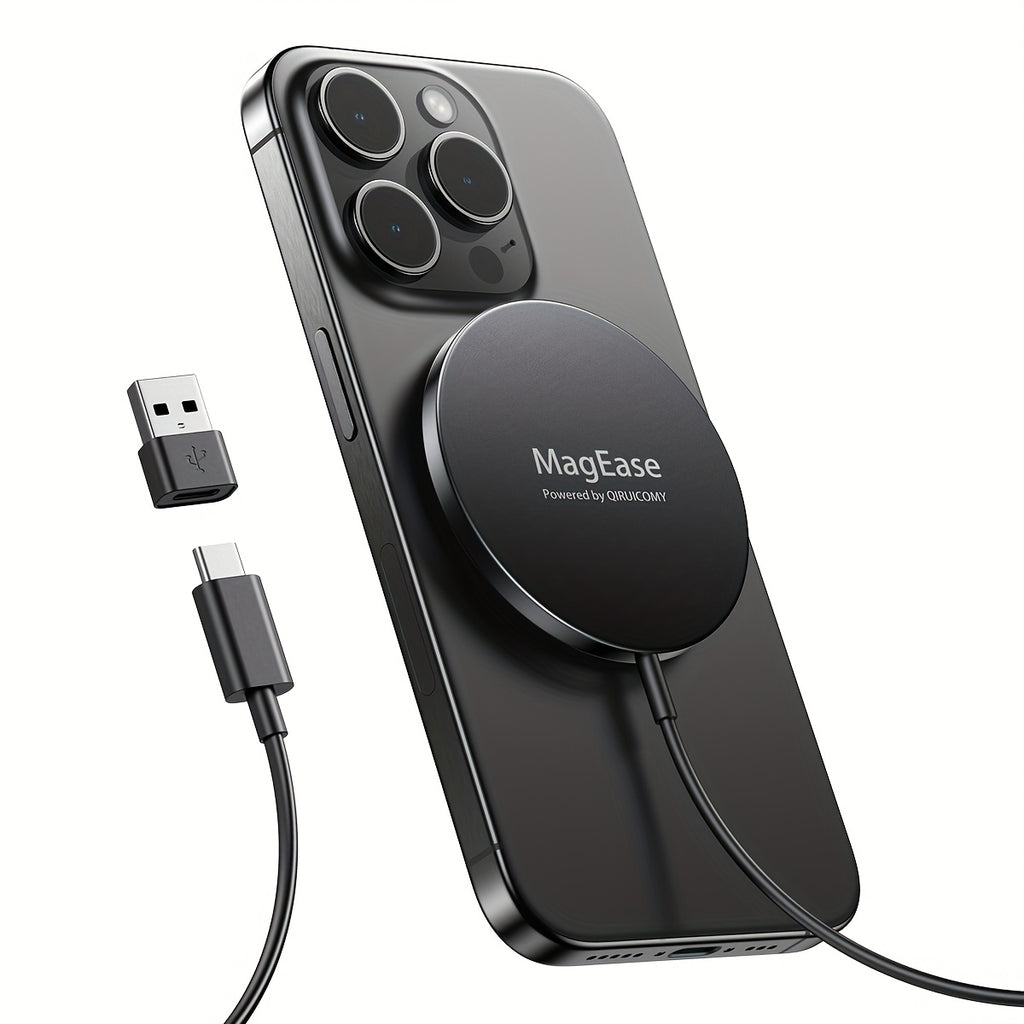 Magnetic Wireless Charger, 15W Wireless Charger Magnetic for iPhone 16 15 14 13 12 Series And AirPods 3/2/Pro, Charging Pad with USB-C Cable And USB-A Converter
