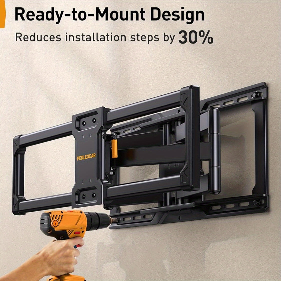 Full Motion TV Wall Mount Holds 132 Lbs, Fits 40-86" TV, Full Motion TV Wall Mount, Pre-Assembled TV, Holds 110-132 Lbs, Pre-Assembled TV Mount, Tool-Free Tilt, Rotate, Extend, Up to VESA 600 X 400mm, 12"/ 16"/ 18"/ 24" Wood Studs