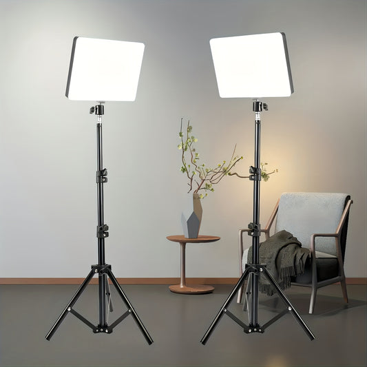 Versatile 10-Inch Square LED Ring Light Kit, with 63-Inch Adjustable Support Bracket And Phone Holder, Adjustable to 3 Colors - USB Powered| Suitable for Home, Video Recording, Mobile Live Streaming