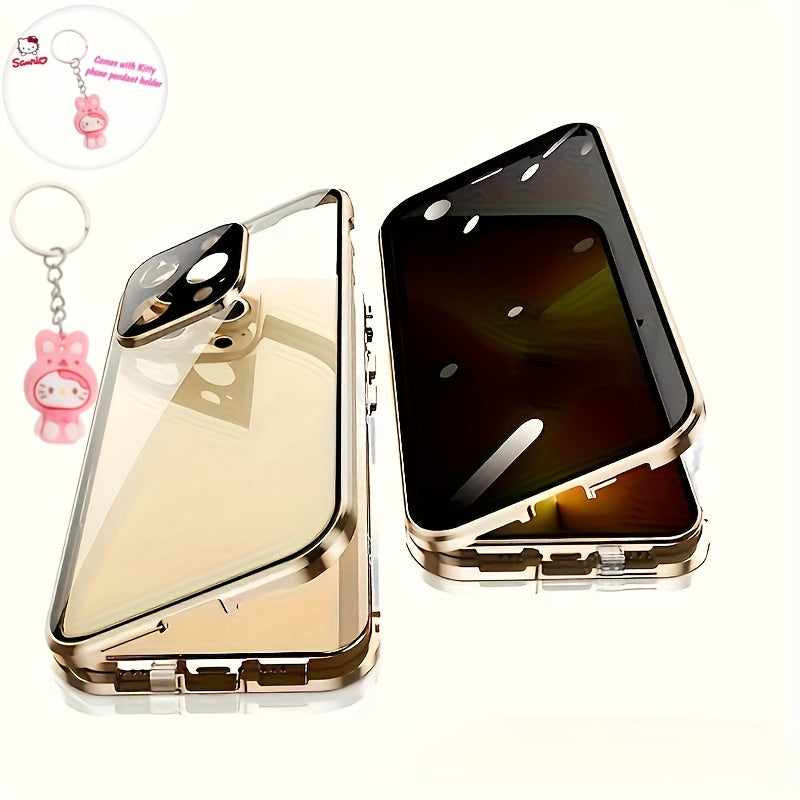 Phone Case: 2pcs Set [one Cell Phone Case + One Cell Phone Stand} 360 ° Metal Magnetic Privacy Double-Sided Glass Protective Case for iPhone 16 16 Plus 16 Pro 16 Pro Max 15 Pro Max 14 Pro Max with Lens Protection And Safety Lock