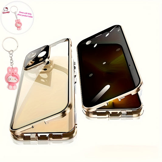 Phone Case: 2pcs Set [one Cell Phone Case + One Cell Phone Stand} 360 ° Metal Magnetic Privacy Double-Sided Glass Protective Case for iPhone 16 16 Plus 16 Pro 16 Pro Max 15 Pro Max 14 Pro Max with Lens Protection And Safety Lock