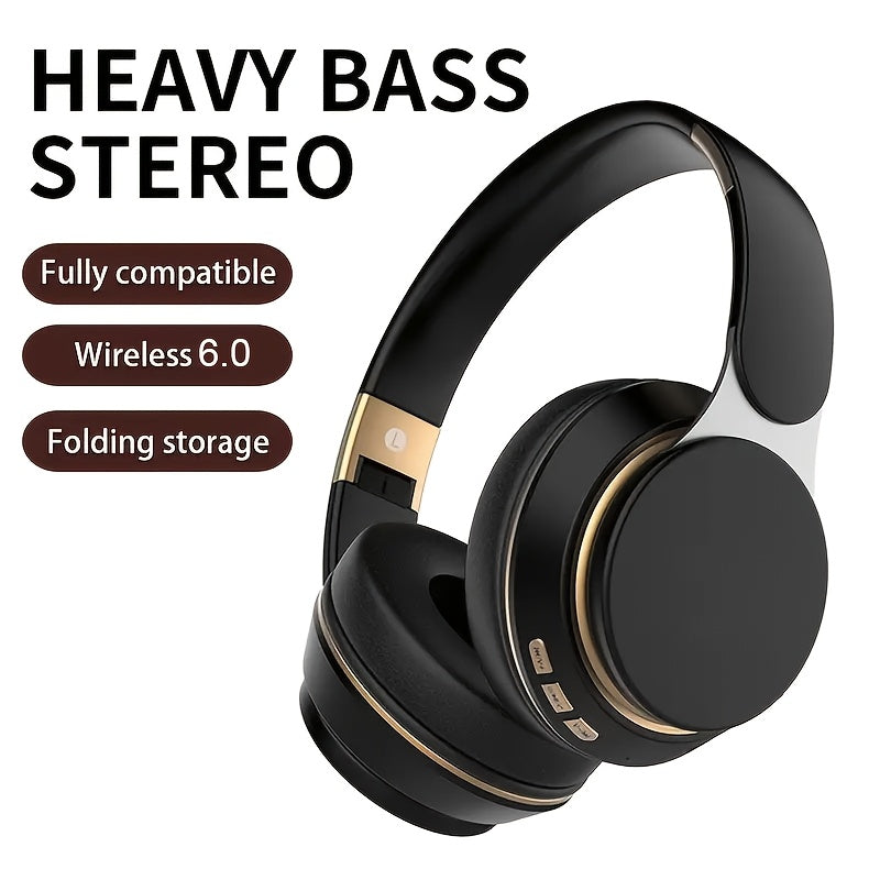 Wireless Wireless Over-Ear Headphones with Built-in Mic, Foldable & Compatible for PC/Tablet/Smartphone - HD Sound Quality, Compatible for for school, Travel, Gaming Headphones