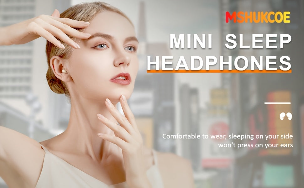 MSHUKCOE Invisible Sleeping Headphones - Ultra Thin Sports in Ear Wireless Wireless Earphones, 6D Bass Sound Effect HIFI Music Earbuds, Low Latency, Dual Noise Reduction And Sleep/Game Mode, Ultra Long Battery Life, Suitable for Birthday Gifts