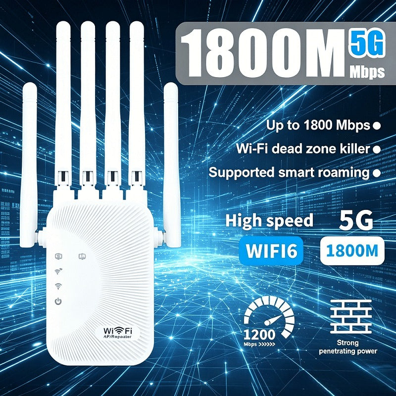 6-Antenna Wifi Range Extender, High-Speed Wireless Signal Intensifier Repeater with Ethernet Port, Plug And Play, Easy to Set, 8500 Square Foot Wide Coverage Wireless Internet Amplifier, Suitable for Home, Office, Online Games