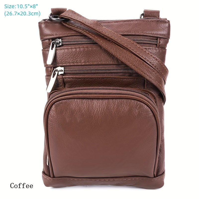 Genuine Leather Shoulder Bag, Super Soft First-layer Cow Leather Crossbody Bag, Multi-functional Smartphone And Computer Storage Bag, 3 Sizes And Many Colors
