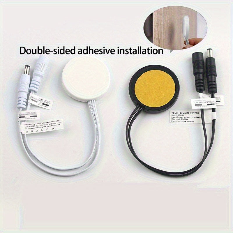 DC5-24V 25mm Wooden Furniture Touch Sensor LED Dimming Switch | 5A Hidden Surface Switch for LED Light Strip Decoration, Suitable for Halloween, Christmas Party, Black, White