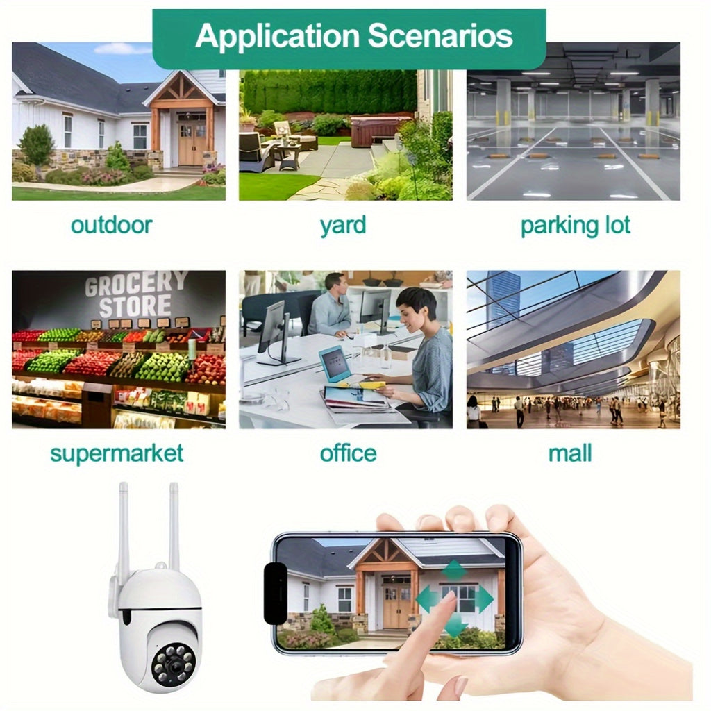 4pcs Wifi Dome Camera AI Motion Tracking, Security Camera, 1080P HD Camera Horizontal 360 Degree Vertical 100 Degree, PTZ Technology, PIR, Light-Dependent Resistor, Soft LDR, Wifi 2.4G/5G Use, Wall Hanging, App Control, with Two-Way Audio