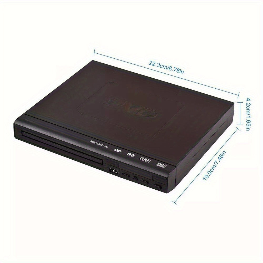 Region-Free 1080P DVD Player for Smart Tvs, Compact Design with USB, RCA Cable, And Remote Control Included