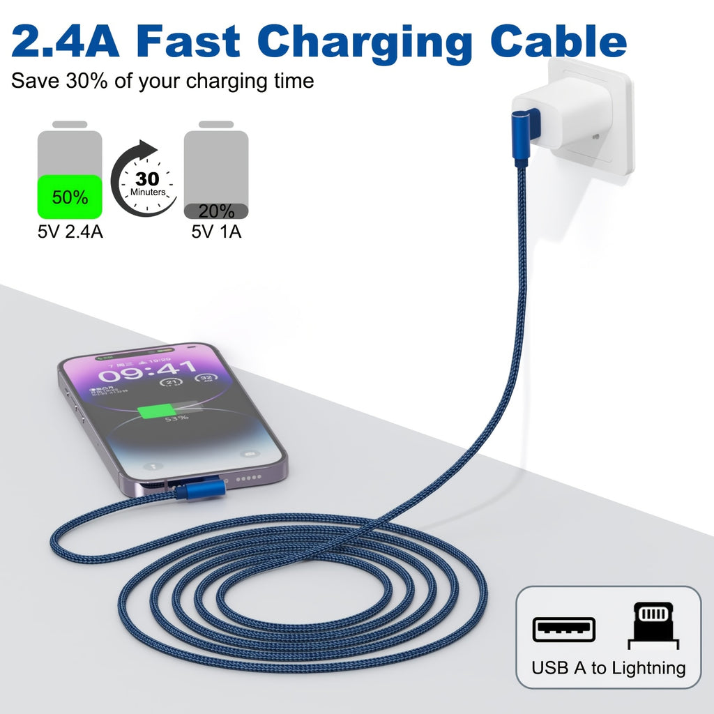 ForiPhone Charger, 3 Pack USB A to Lightning Cable MFi Certified ForIPhone Charger Cord Nylon Braided Compatible with ForIPhone 14/13/12/11 Pro Max/XS/XR/X/8/7/iPad (10ft)
