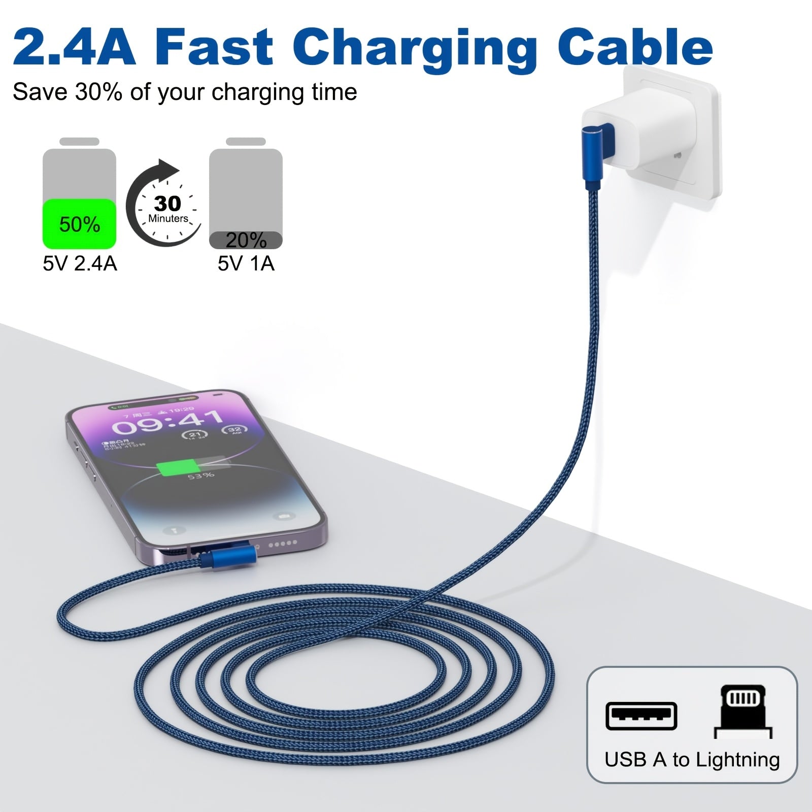 ForiPhone Charger, 3 Pack USB A to Lightning Cable MFi Certified ForIPhone Charger Cord Nylon Braided Compatible with ForIPhone 14/13/12/11 Pro Max/XS/XR/X/8/7/iPad (10ft)