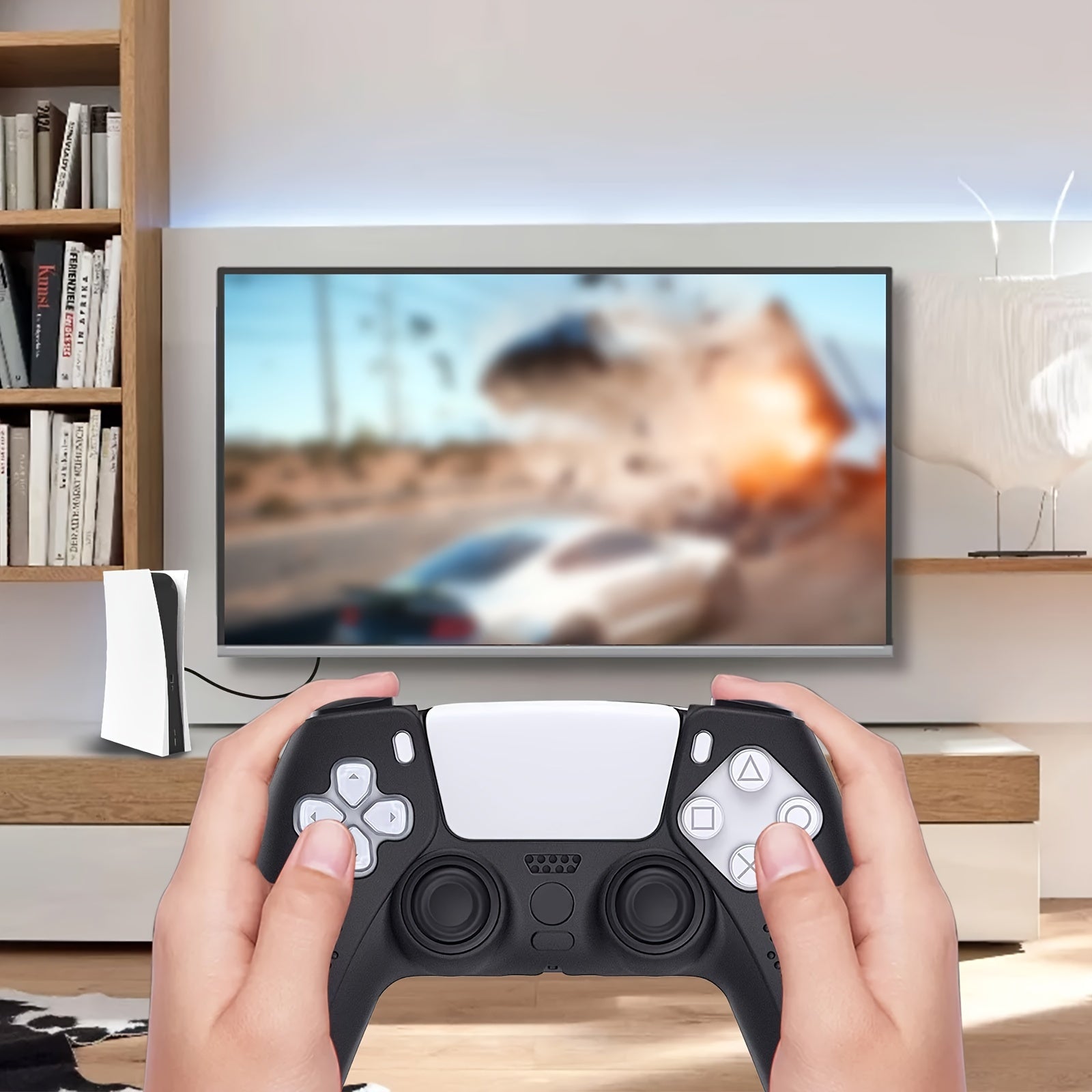 Silicone Cover Protector Case, Grip Protective Case, with 10 Thumb Grips Caps, Accessories Set for PS5 Controller