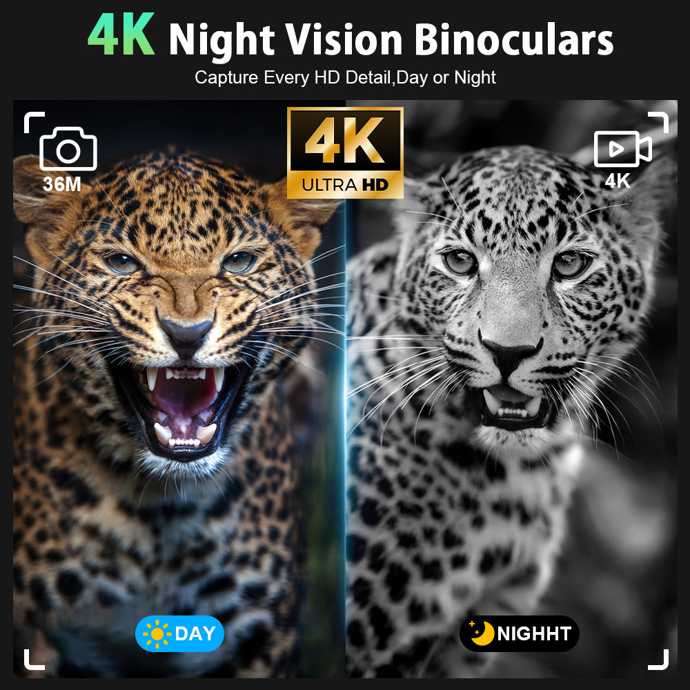 INSKAM 4K Ultra HD Night Vision Binoculars with 4.5” Large Screen & 10X Digital Zoom - Night Vision with 5000mAh Battery- for Night Observation, Compatible for Camping, Hunting, Security - USB Charging, Ideal for s &
