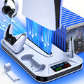 For Ps5/Slim/Pro Cooling Station with Controller Charging Station for Playstation 5 Slim&Standard Disc/Digital Console, for PS5 Slim Stand Cooler Additions Incl Cooling Fan/3 USB Hubs/Headset Holder/Screw